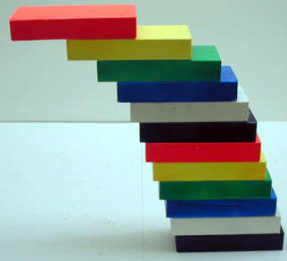 multicolored 2x4 blocks, stacked