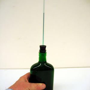 Squeezing the long side of the flask should cause the liquid level in the capillary to rise.