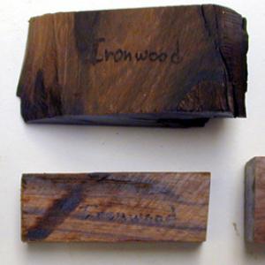 The mangle wood, the iron wood and the lignum vitae are some of the few woods that are dense enough to sink in water.
