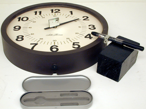 clock, laser pointer for optical lever arms demo