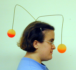 person wearing an inertia hat