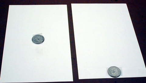 note cards with quarters attached