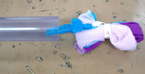 tube, parachute with toy