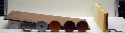 Equipment: Wood & Metal Disks (Asst.) (Equal Mass), Inclined Plane, and Stop Block.