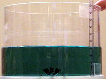 Cylinder with colored water 