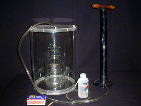 Bicycle Pump, 1 Gallon Jug, Wooden Matches, Distilled Water, and Tygon Tube with Stopper.