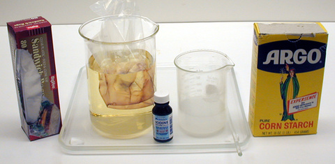 Sandwich Bags, Iodine, Corn Starch, and Beaker 