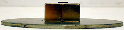 Neodymium magnets, 1 x 6 x 6mm graphite squares Close up 