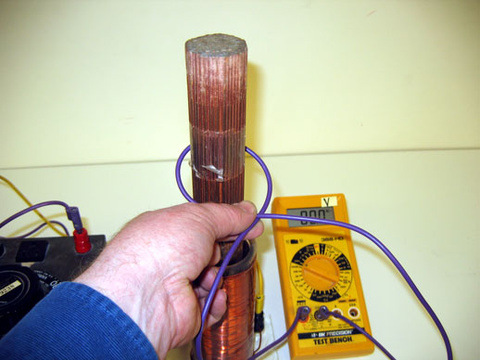 Variac, coil with core, multimeter, split rings