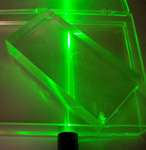 Laser through Block with Wesson Oil