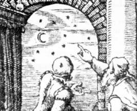 Drawing of People Looking at Astronomy